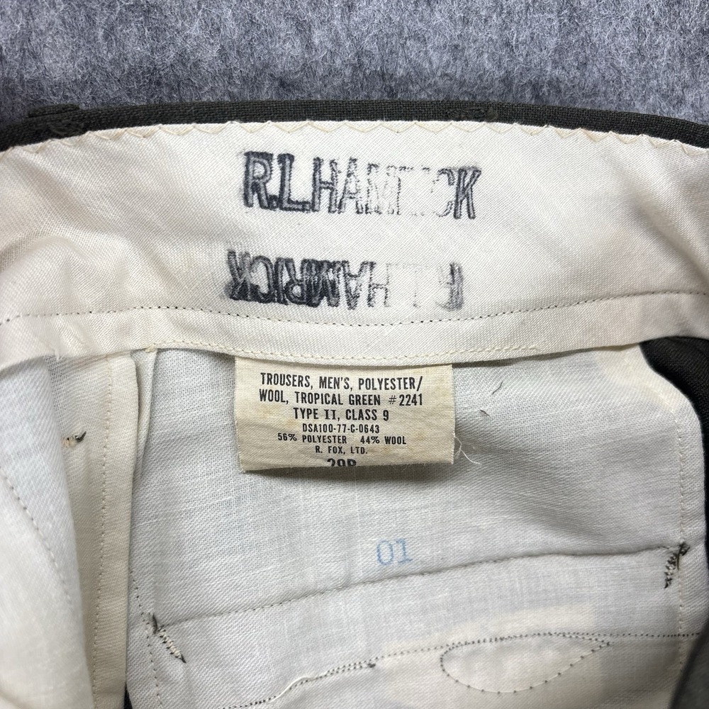 Vintage Army Trousers Wool Tropical Green Men's‎ 28X29 Poly Wool Vietnam Era USA - Picture 12 of 14